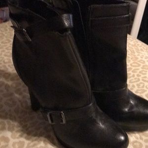 Black high heeled booties